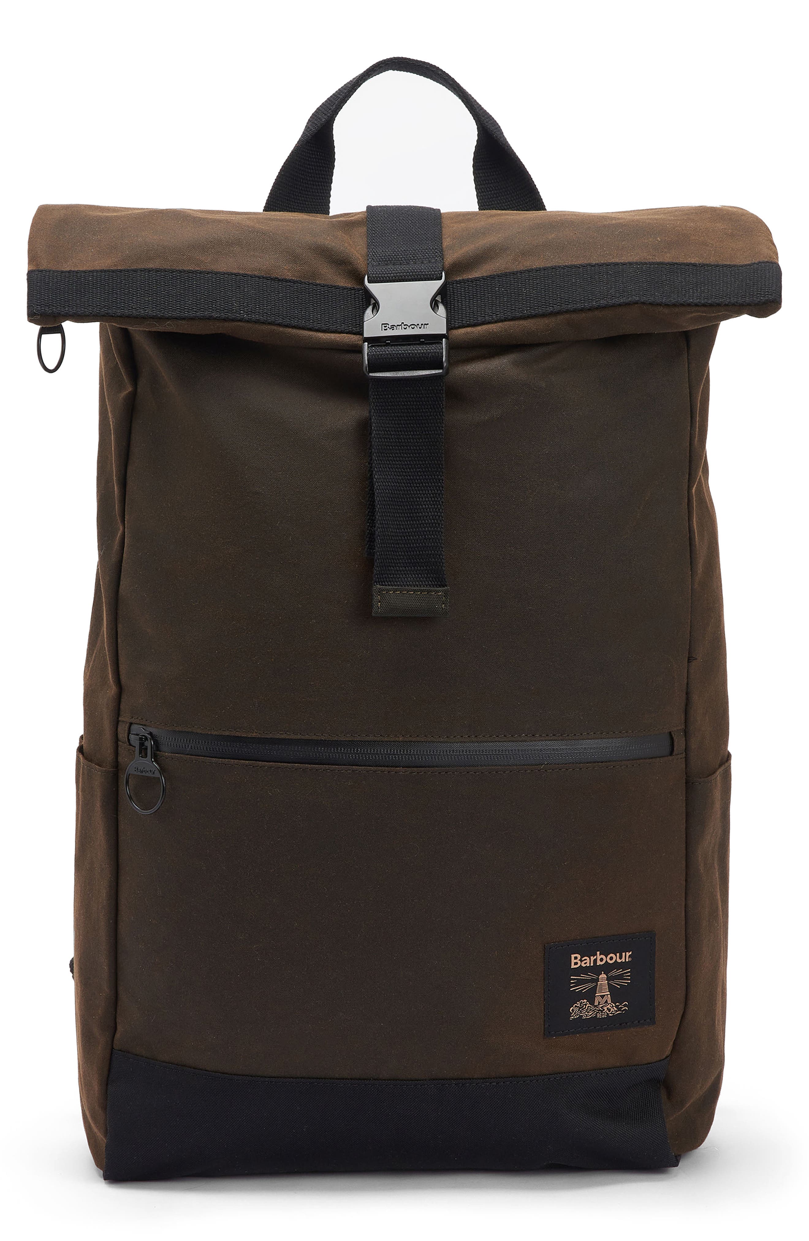 Barbour Field Waxed Cotton Backpack, Main, color, 