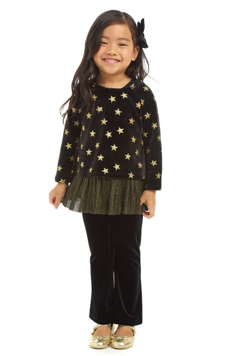 Pippa & Julie Kids' Camilla Stars Velvet Top, Tank & Pants Set, Alternate, color, Black