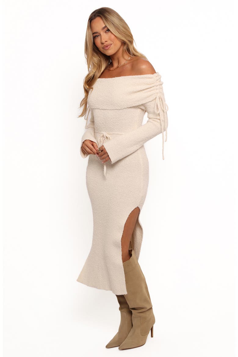 Annabelle Off the Shoulder Midi Sweater Dress, Alternate, color, WHITE