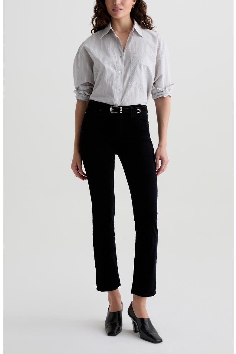 Mari Mid Rise Slim Straight Leg Velvet Jeans, Alternate, color, SUPER BLACK