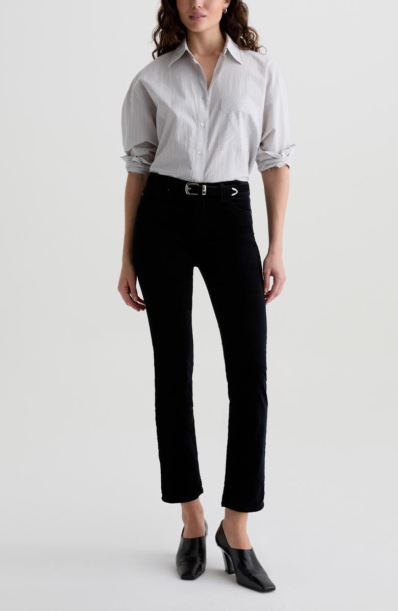AG Mari Mid Rise Slim Straight Leg Velvet Jeans, Alternate, color, Super Black