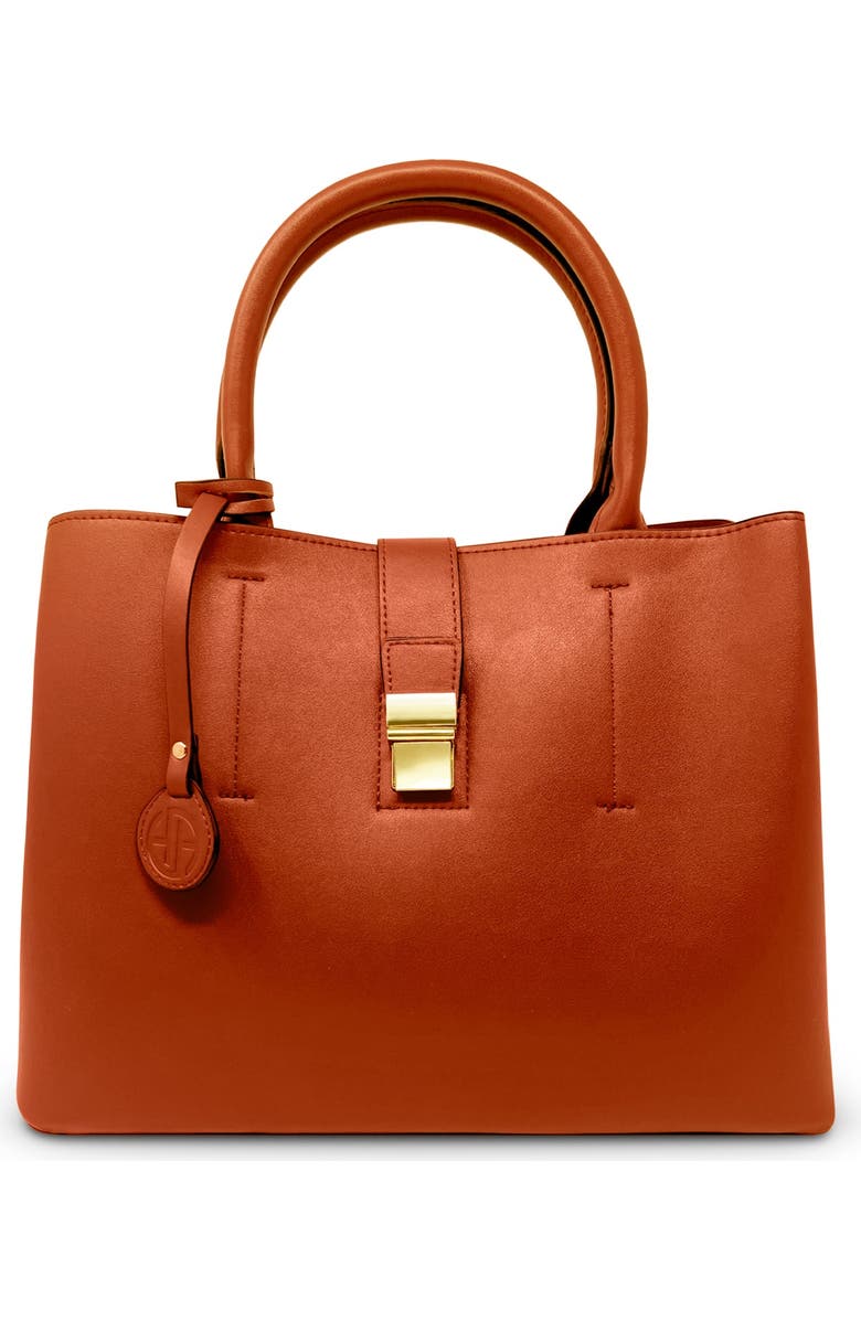 Youzey Vegan Leather Classic Handbag, Main, color, Cognac