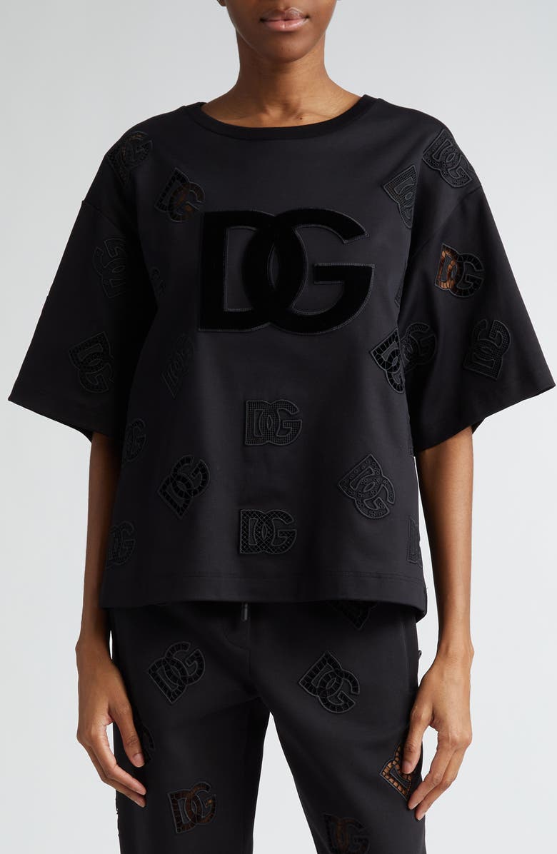Dolce&Gabbana Logo Appliqué Oversize T-Shirt, Main, color, 