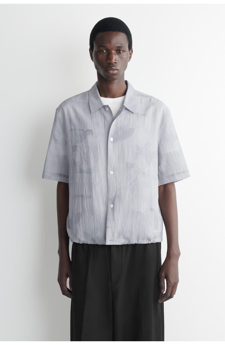 COS Textured Drawstring-hem Shirt, Main, color, Blue / Printed