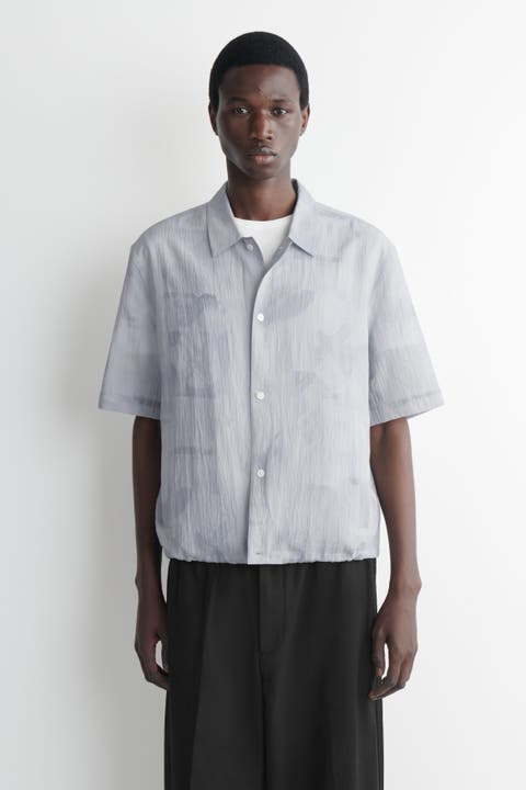 Textured Drawstring-hem Shirt