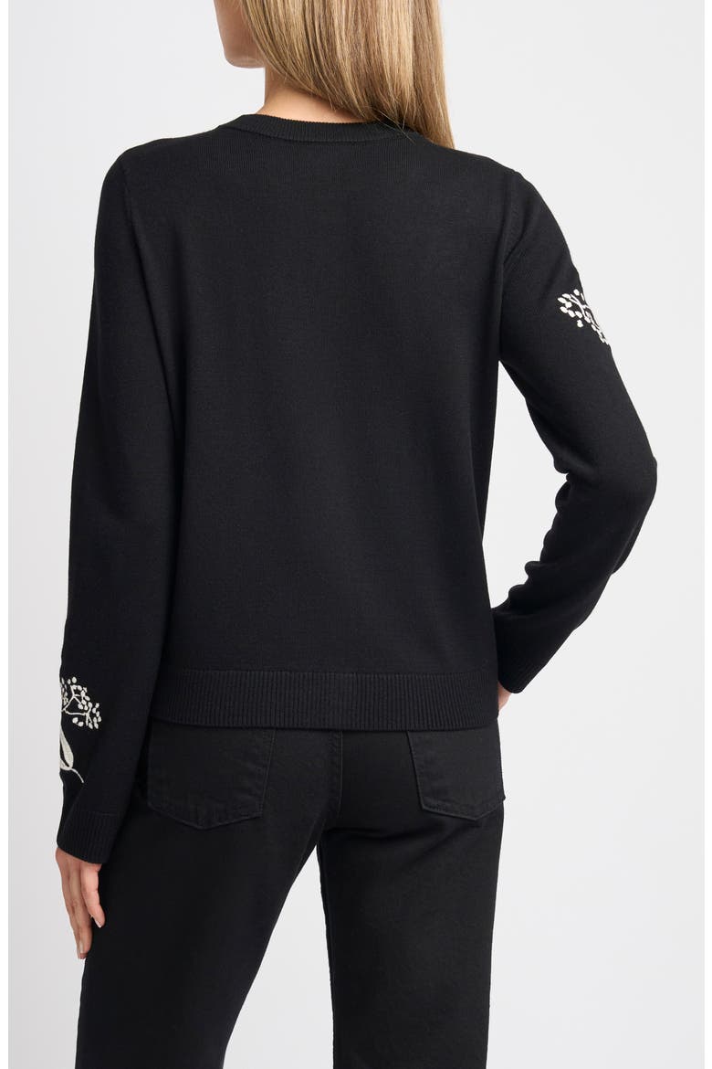 Embroidered Floral Button Front Cardigan, Alternate, color, RICH BLACK