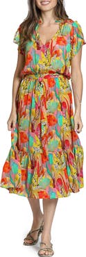 APNY Print Short Sleeve Midi Dress