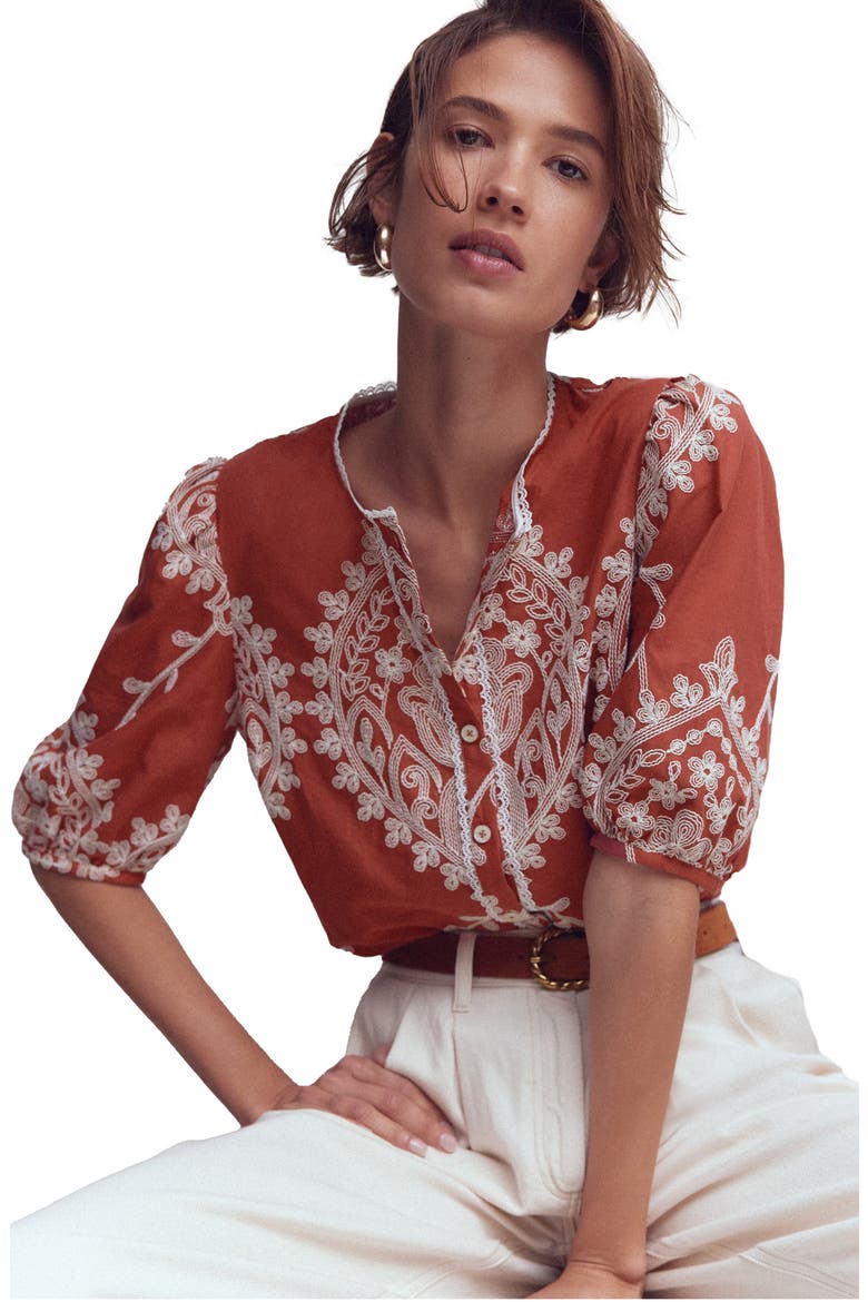 Leah Embroidered Top, Alternate, color, RED EMBROIDERY