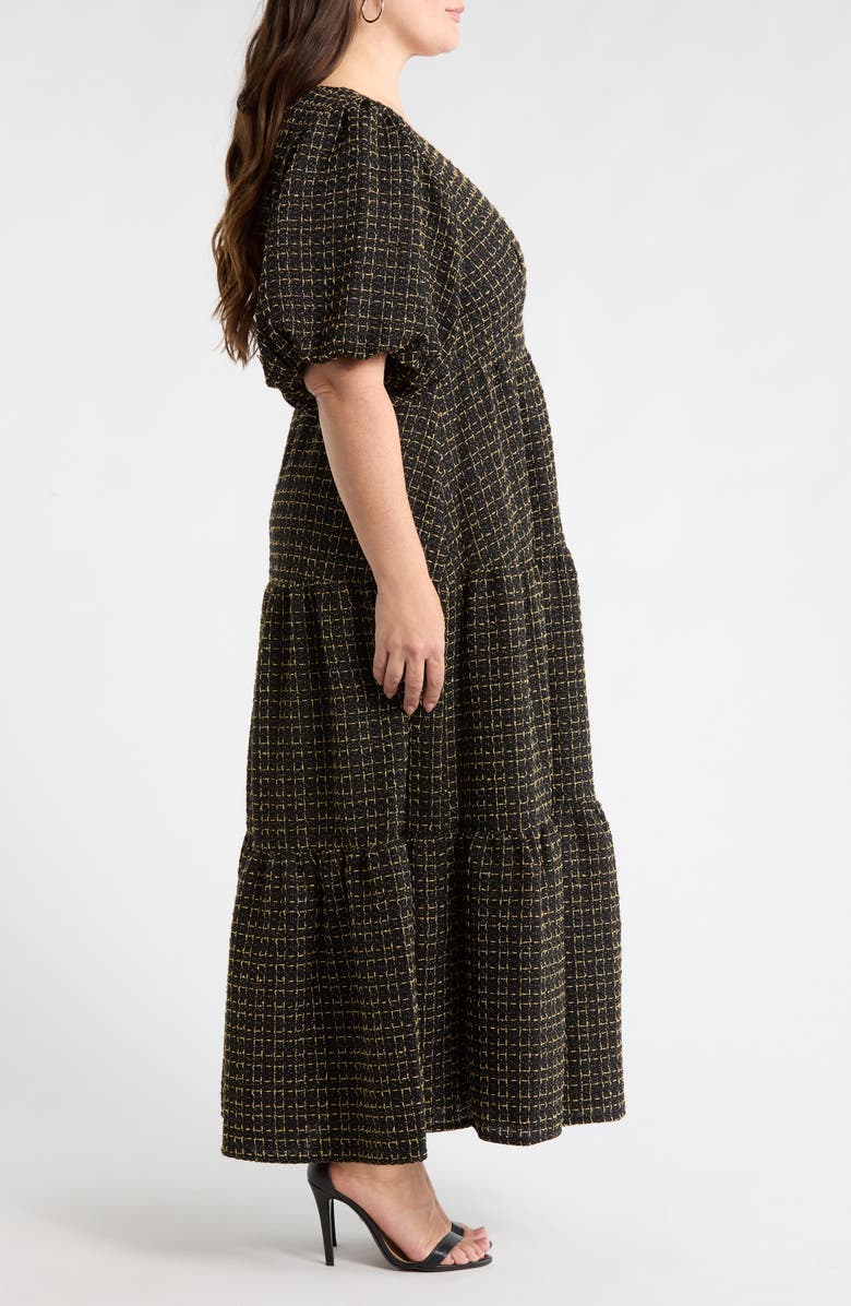 SUGARLIPS Carrol Zaylee Tweed Tillie Maxi Dress, Alternate, color, Black