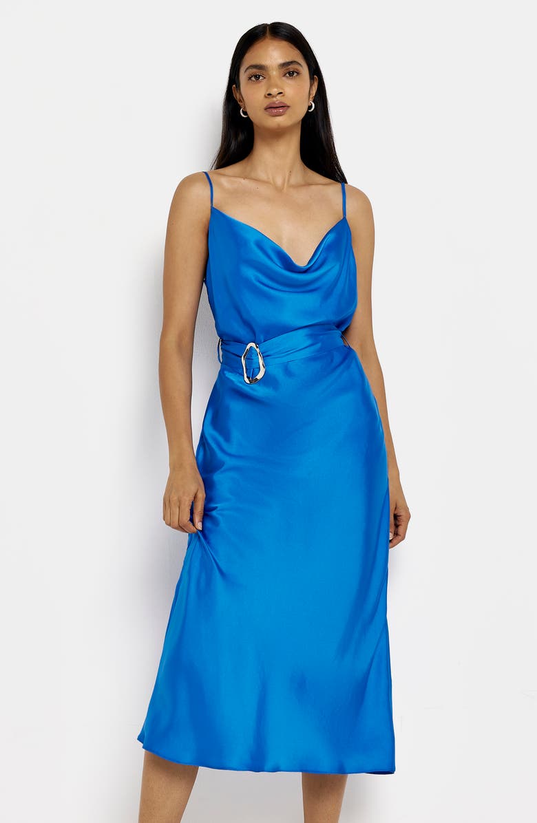 River Island Belted Cowl Neck Slip Dress, Alternate, color,