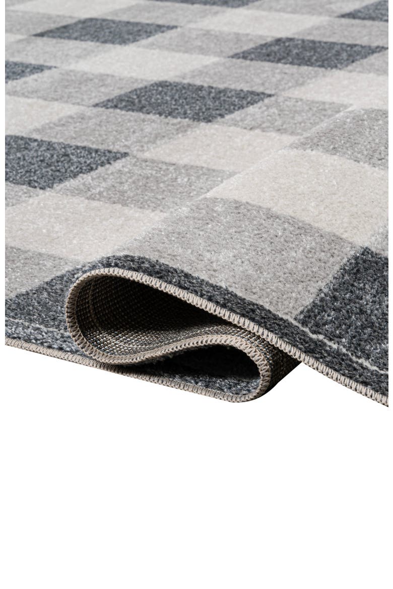 Gingham Gradient Plaid Cottage Machine-Washable Area Rug, Alternate, color, Light Gray/Dark Gray/Cream