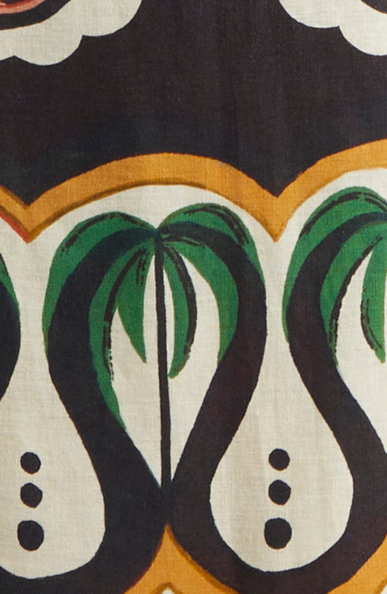 FARM Rio Coconut Tree Mixed Scarf Print Strapless Linen Blend Dress, Alternate, color, 