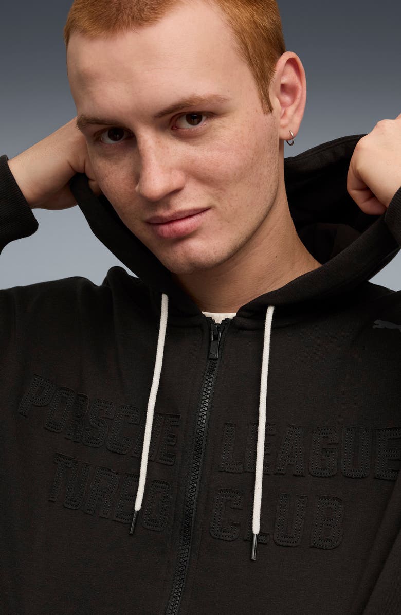 PUMA Porsche League Zip Hoodie, Alternate, color, Puma Black