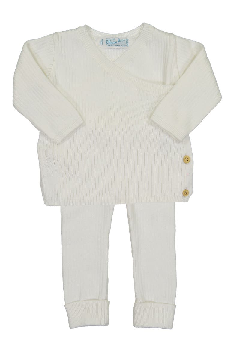 Rib Knit Cotton Sweater & Pants Set, Main, color, IVORY