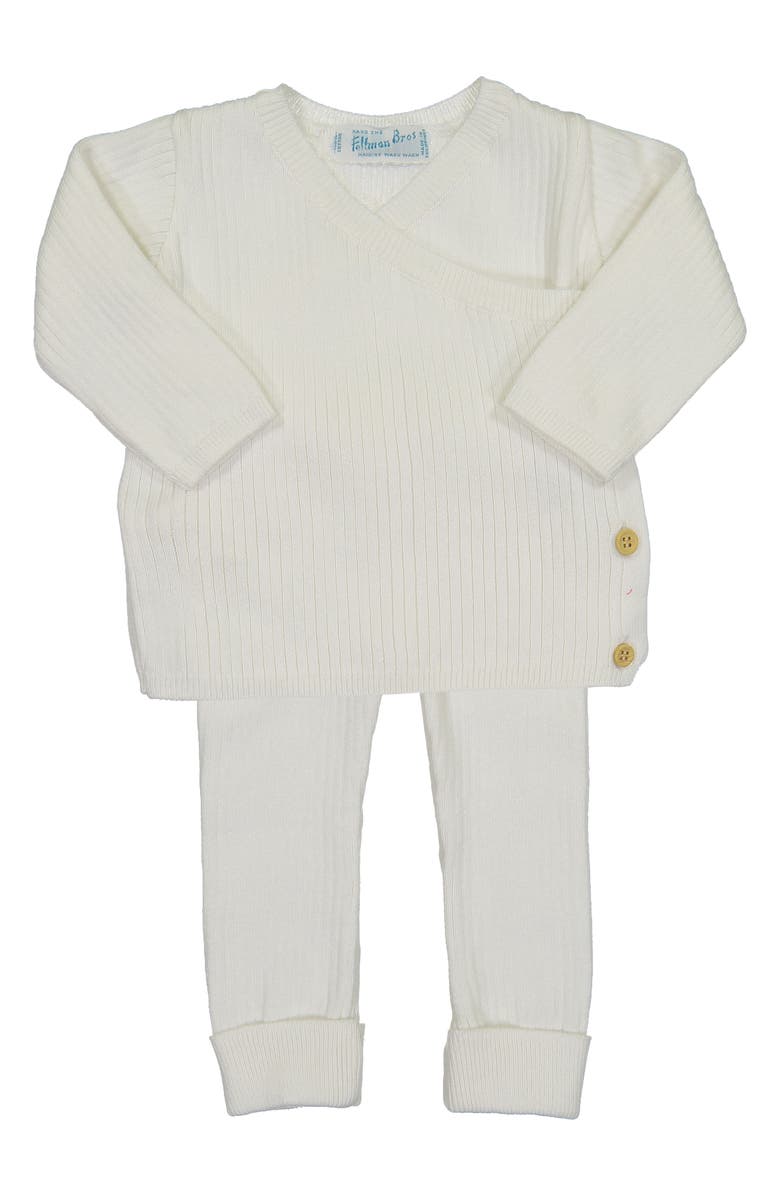 Feltman Brothers Rib Knit Cotton Sweater & Pants Set, Main, color, Ivory