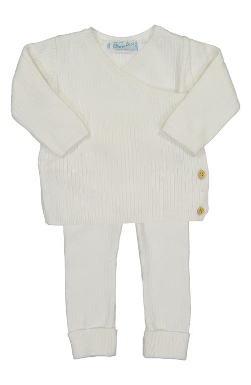 Feltman Brothers Rib Knit Cotton Sweater & Pants Set in Ivory