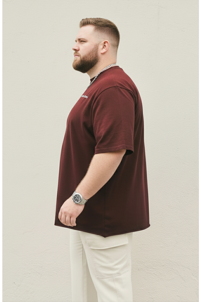 Men’s Organic Cotton T-Shirt Navy Blue | Classic Crew Neck Short Sleeve Tee with Logo, Soft Breathable Casual Top, Alternate, color, Maroon
