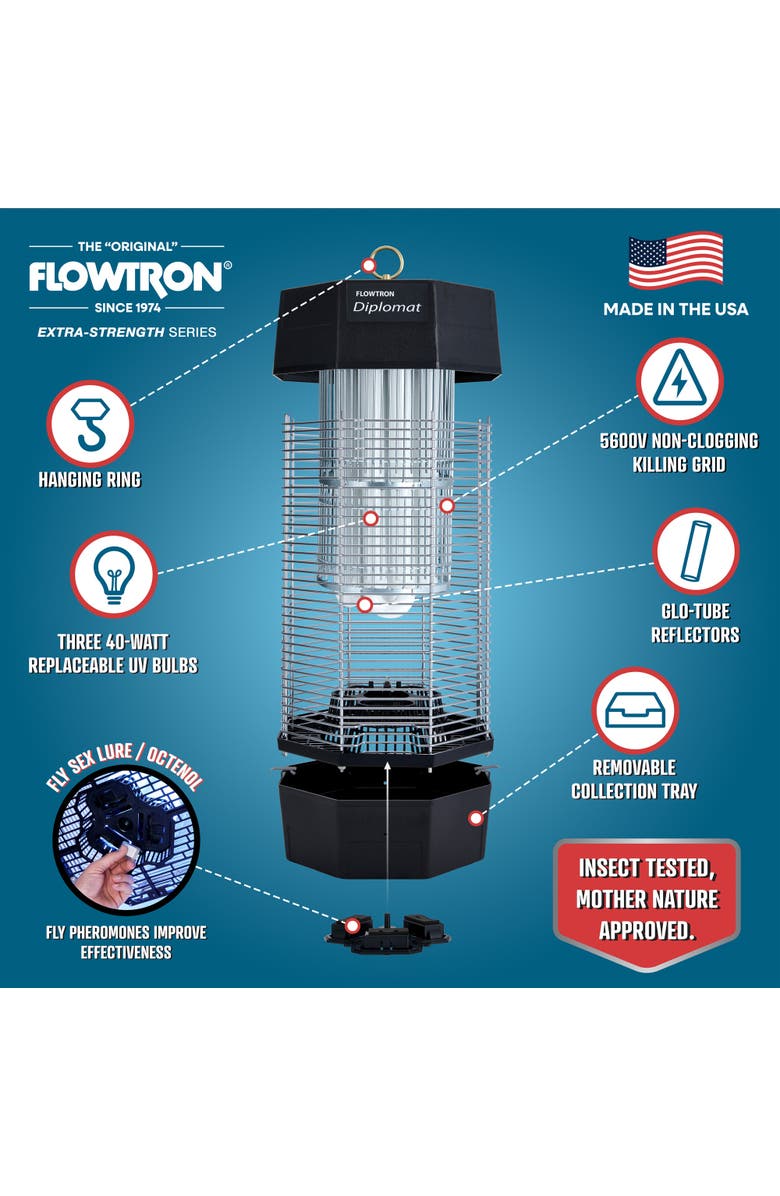 Flowtron Electric Bug Zapper 2 Acres / 2000 sq.ft,150W Indoor/Outdoor Bug Zapper w/Dual Lure Method, Alternate, color,