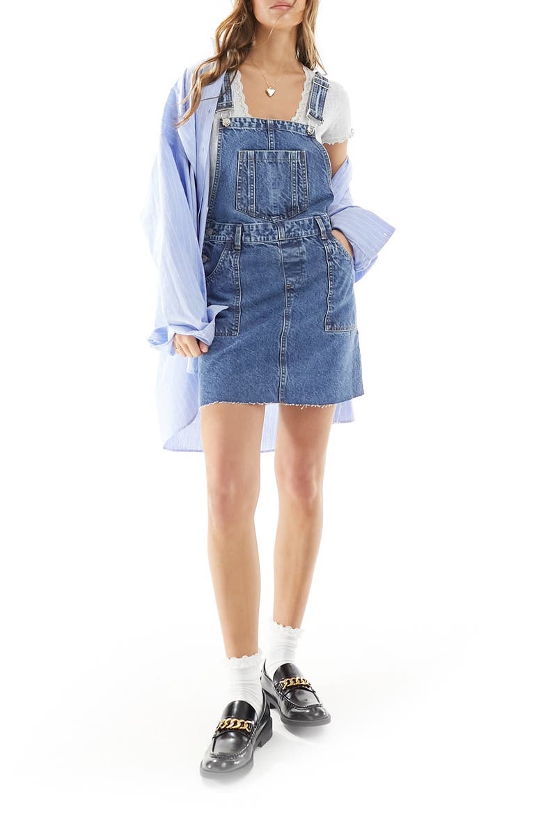 Denim Overall Dress, Main, color, LIGHT BLUE