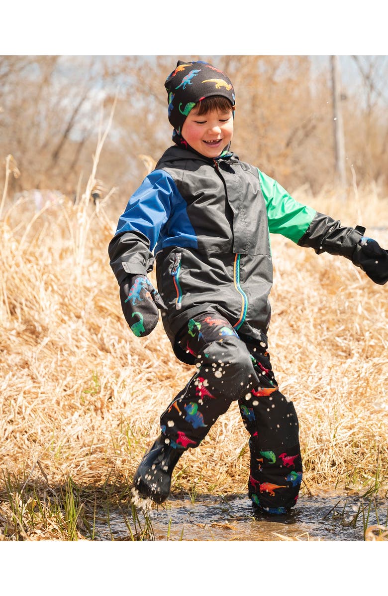 Deux par Deux 3-in-1 Two-Piece Dinosaur Print Mid-Season Outerwear Set, Alternate, color, Black Dinosaur Print