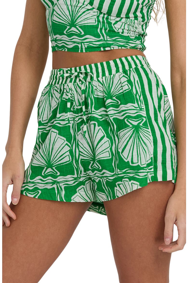 Seashell Cotton Shorts, Alternate, color, KELLY GREEN