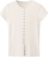 MANGO Open Stitch Short Sleeve Cardigan