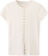 MANGO Open Stitch Short Sleeve Cardigan