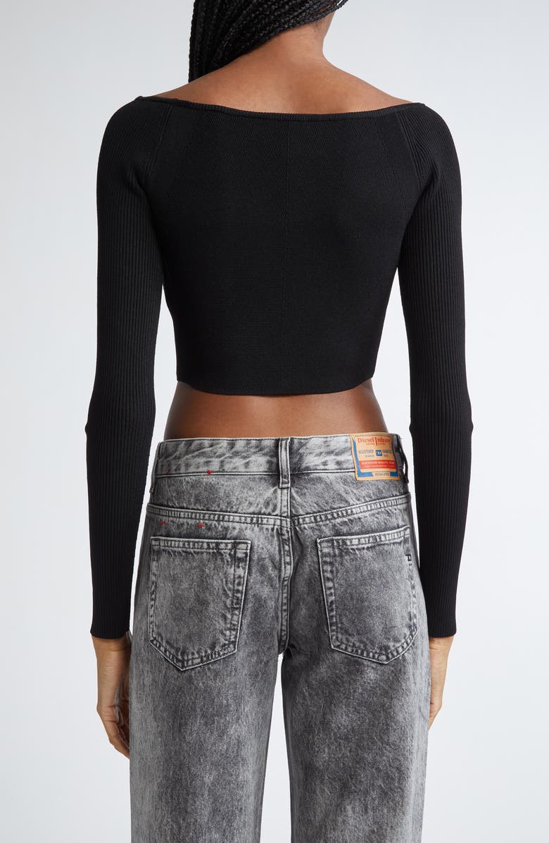 DIESEL<sup>®</sup> M-Vera Logo Cutout Long Sleeve Crop Top, Alternate, color, Deep/ Black