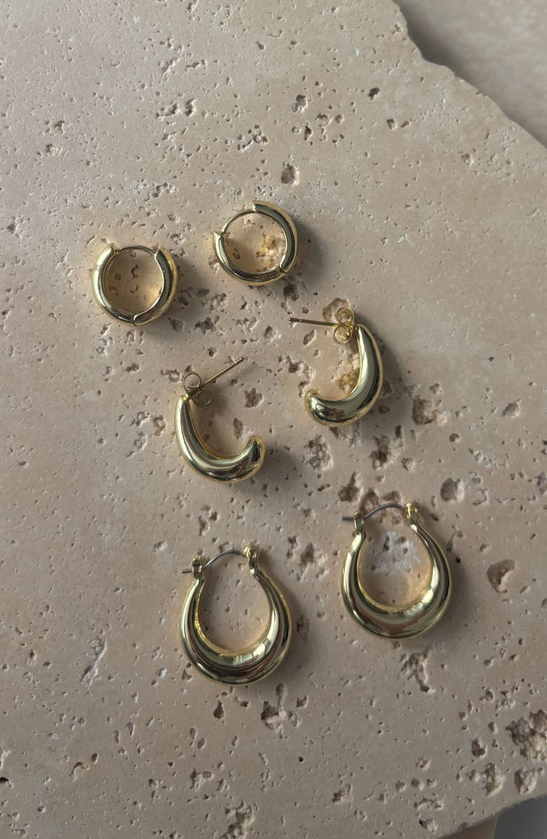 Adornia Set of 3 Hoop Earrings, Alternate, color, Gold