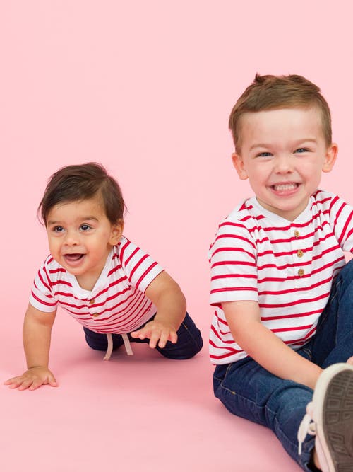 Rufflebutts Baby Boys Short Sleeve Knit Henley Bodysuit