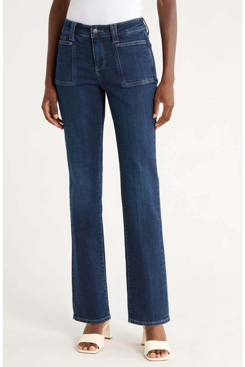 Marilyn High Waist Patch Pocket Straight Leg Jeans, Main, color, INK SKYLINE