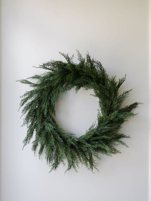 Cg Hunter 30" Faux Evergreen Cedar Wreath In Green