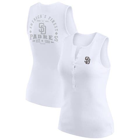 Women's WEAR by Erin Andrews White San Diego Padres Rib-Knit Henley Tank Top