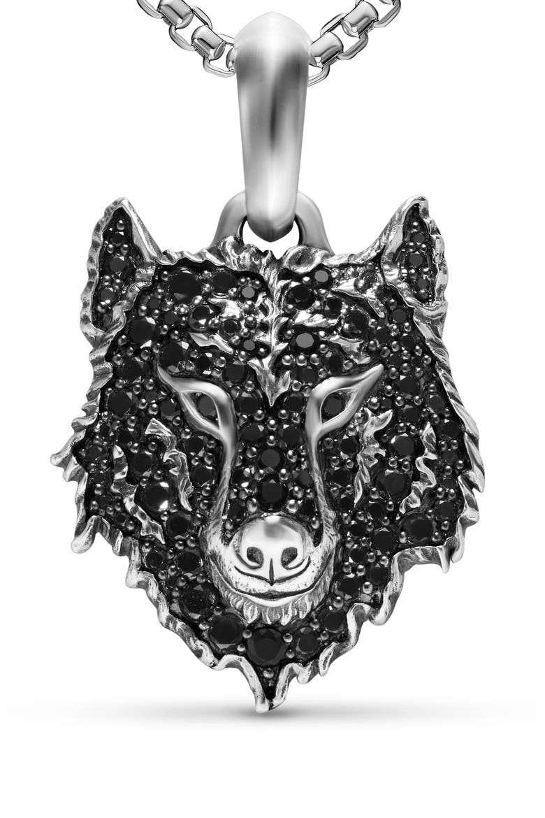 Men's Petrvs Wolf Amulet, Alternate, color, SILVER PAVE