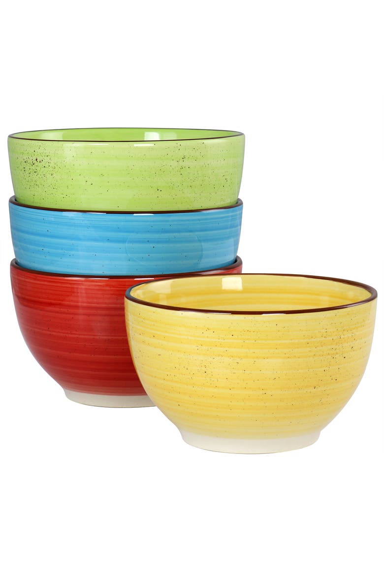 Mason 12 Piece Double Bowl Stoneware Dinnerware Set, Alternate, color, Yellow