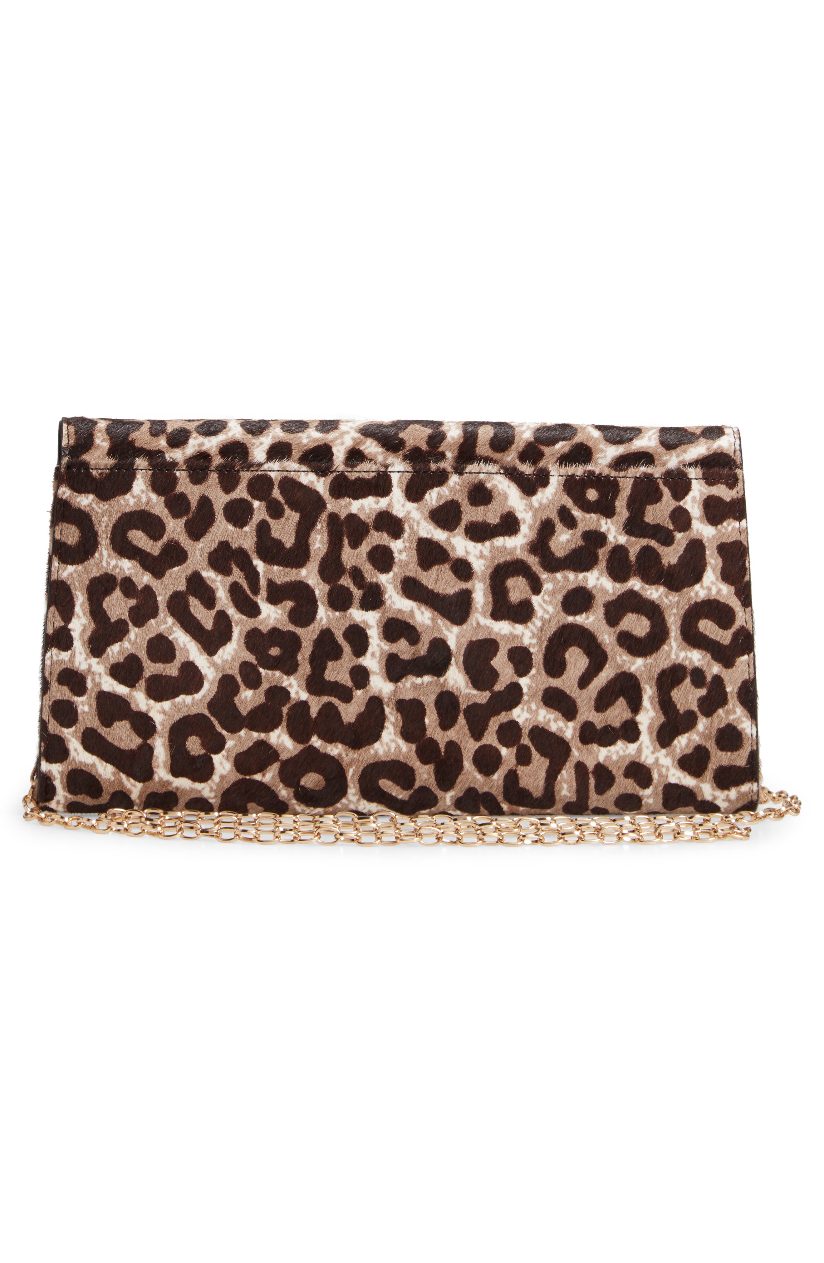 Nordstrom Genuine Calf Hair Leopard Print Clutch, Alternate, color, 