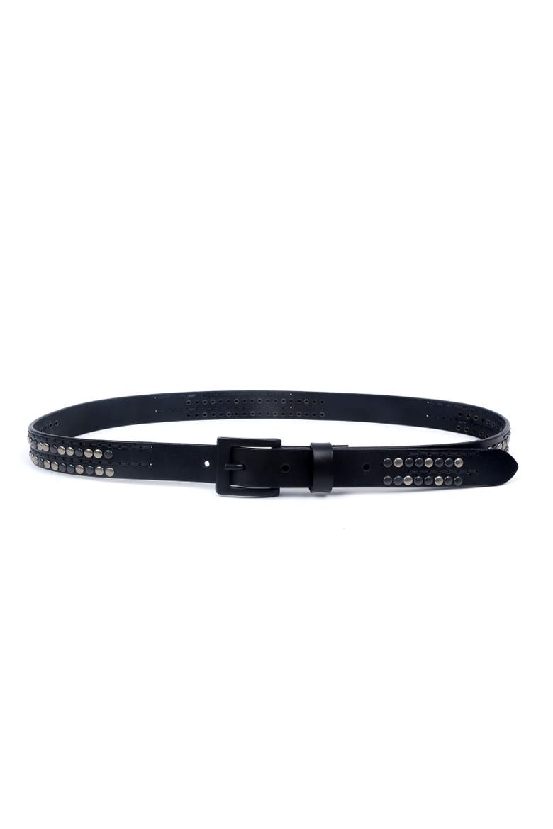Ficus Genuine Leather Studded Refined Everyday Belt, Alternate, color, Black