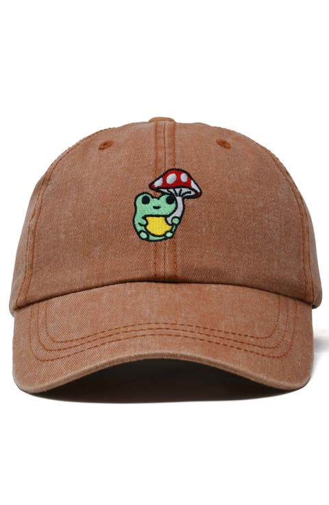 Mushroom Frog Embroidered Hat