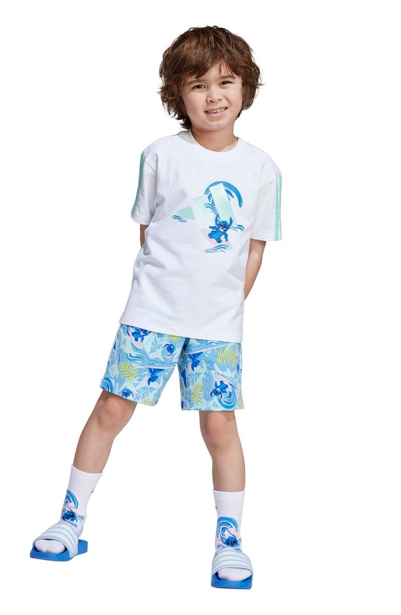 adidas Originals x Disney Kids' Lilo & Stitch Graphic T-Shirt & Shorts Set, Alternate, color, White/ Semi Flash Aqua