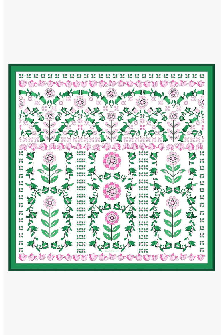 Ivy Parterre Double Sided Silk Scarf, Main, color, Green