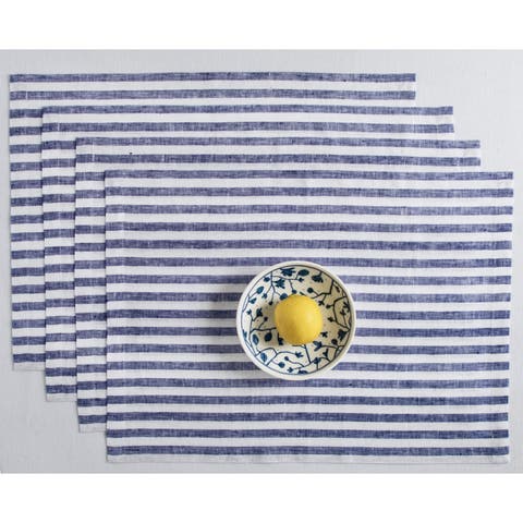 Linen Placemats - Amalfi Stripe, 14" x 19" Inch