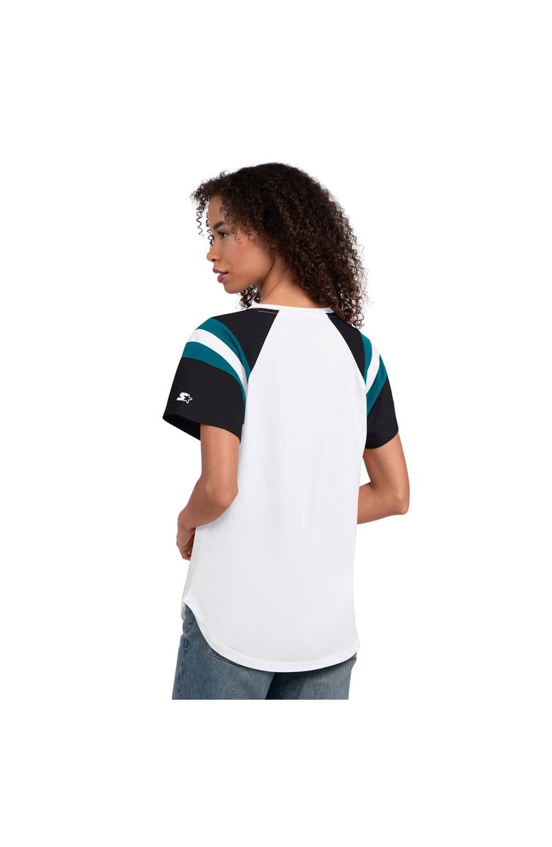 STARTER Women's Starter White Jacksonville Jaguars Game On Notch Neck T-Shirt, Alternate, color, White