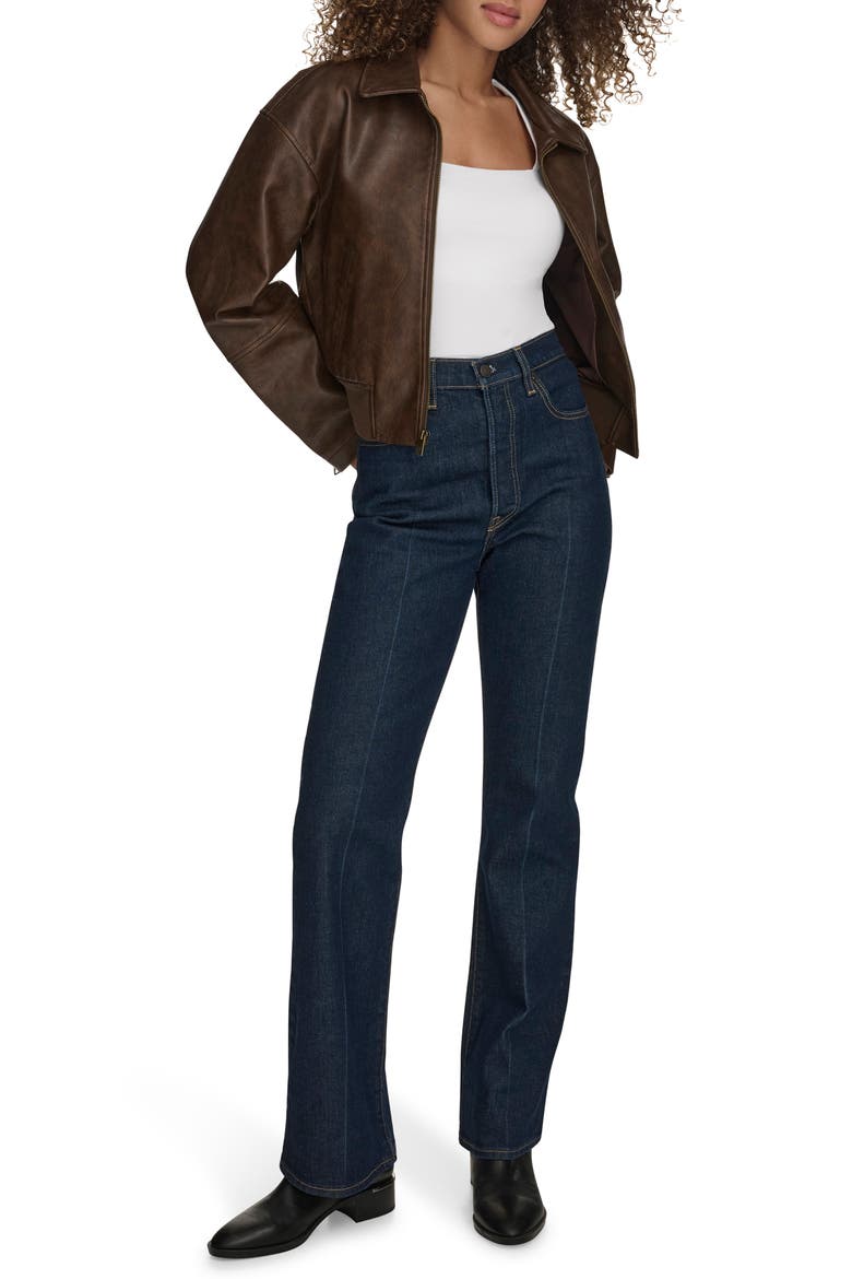 Faux Leather Bomber Jacket, Alternate, color, SADDLE