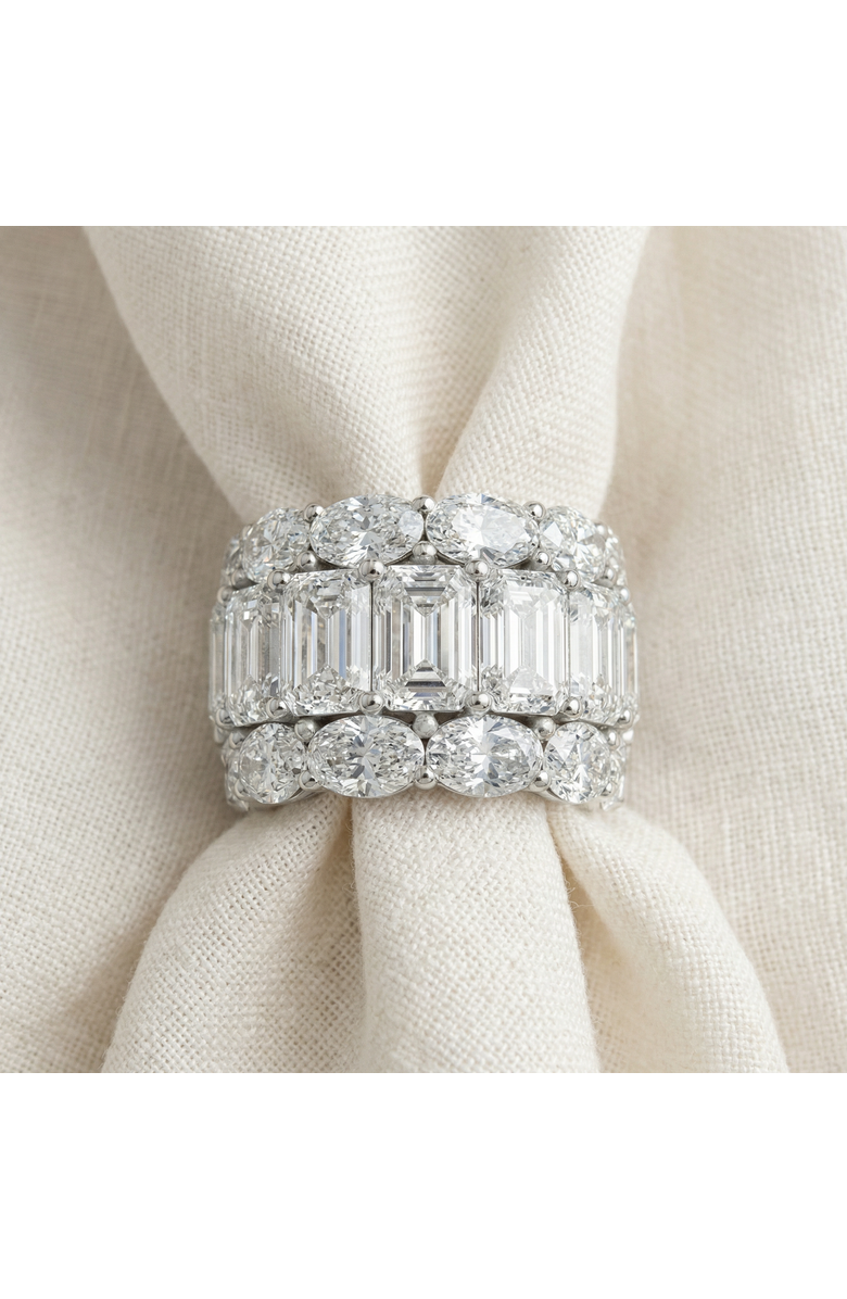 Bliss Diamond 12.30Ct Diamond Wide Fashion Ring Emerald & Oval Cut Gold Lab Grown Band, Alternate, color, 10K Yellow Gold