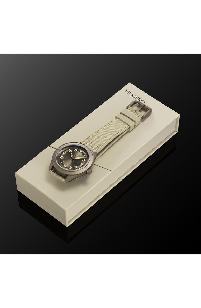 Vincero The Stratos Titanium Solar Webbing Strap Watch, 41mm, Alternate, color, Terra