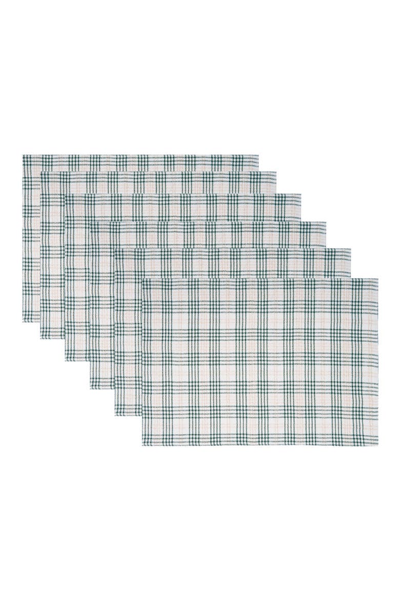 Sage & Gold Plaid Placemats Set of 6, 13" x 19", Main, color, Gray