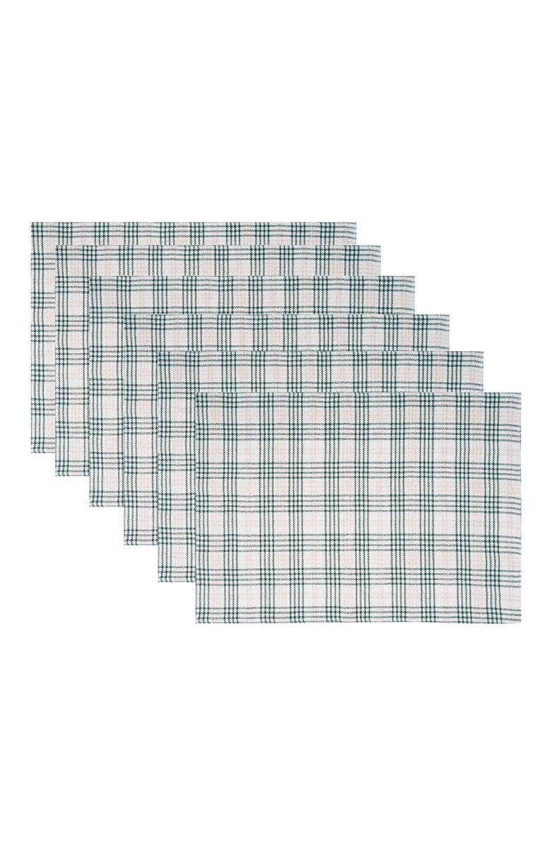 C&F Home Sage & Gold Plaid Placemats Set of 6, 13" x 19", Main, color, Gray
