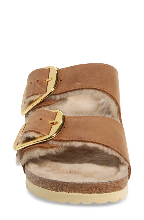 Birkenstock Arizona Big Buckle Genuine Shearling Lined Sandal In Brown