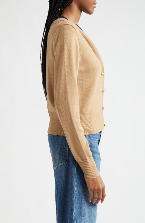 Veronica Beard Enza Merino Wool Cardigan In Khaki Navy