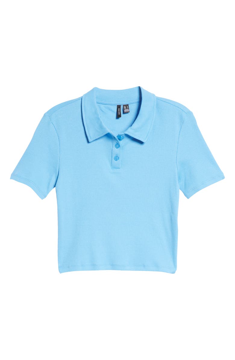VERO MODA Ava Crop Ribbed Stretch Cotton Polo, Alternate, color, 